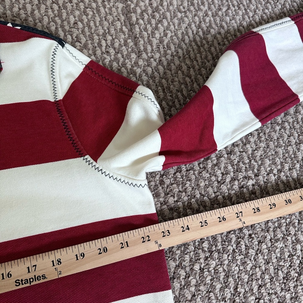 Fat Face Airlie Red White Stripe Americana Rugby Pullover Quarter Zip Men’s M - Picture 5 of 7